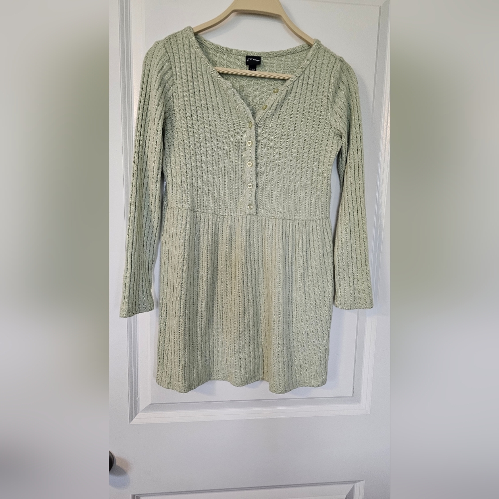 Girl's Ribbed Sweater Dress - Sage Green